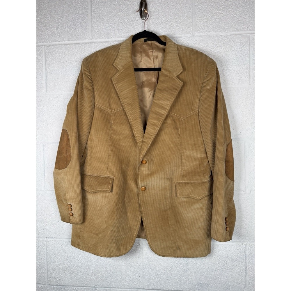Vtg Levi's Western Wear Corduroy Blazer 44R Suede Elbow Patches Old Money Ranch